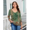 thumbnail image 2 of Zeagoo Women's Blouse 3/4 Length Sleeve V Neck Dressy Floral Tunic Top Soft Lightweight Summer Tees Business Casual Work Tops, 2 of 7