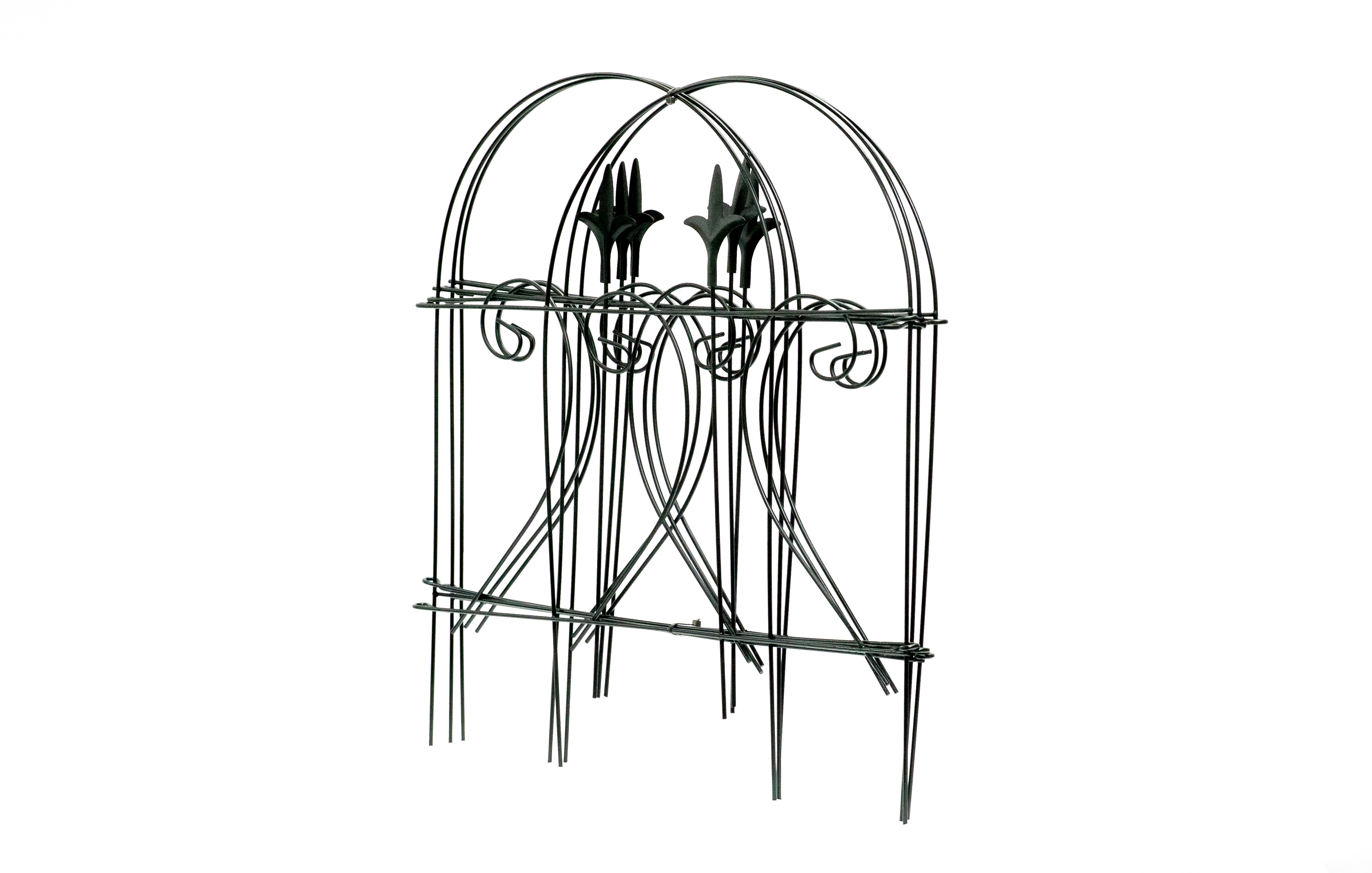 Glamos Wire 18 inch Folding Round Top Finial Decorative Fence Metal Half-Swirl 2 Pack 16 feet Total