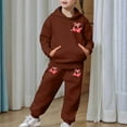 thumbnail image 7 of SGMVNU Boys 2 Pieces Sweatsuits for Age 8-9 Years Girls Fashion Fall Outfits Oversize Pullover Sweatshirt and Baggy Sweatpant Kids Clothes, Color Brown, 7 of 7