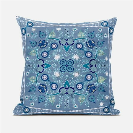 

Amrita Sen Designs CAPL865FSDS-ZP-16x16 16 x 16 in. Paisley Leaf Geo Duo Suede Zippered Pillow with Insert - Muted Blue & White