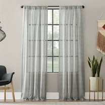 Clean Window Textured Slub Stripe Anti-Dust Curtain Panel,52" x 63", Gray