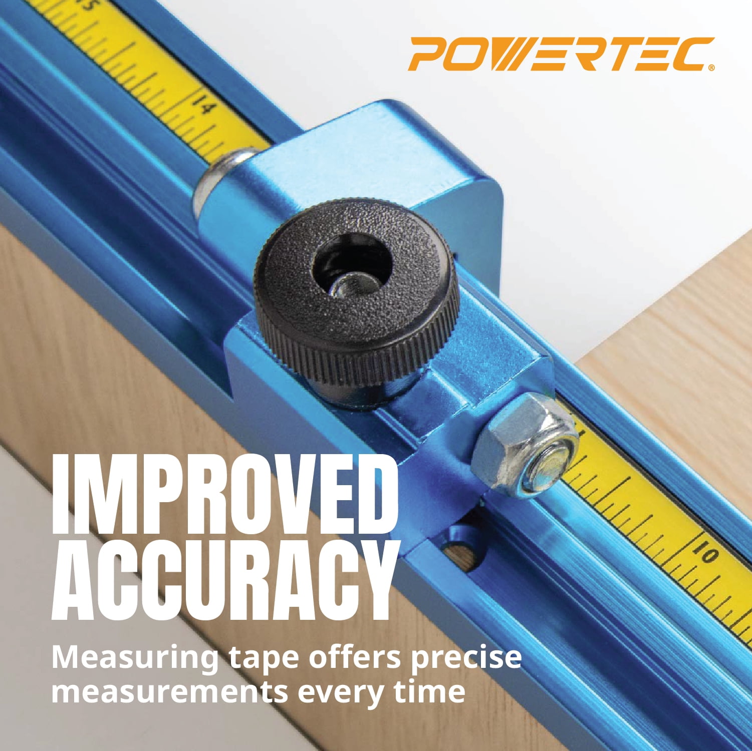 POWERTEC 4' Measuring Tape with Adhesive Backing & Insert w/Scale Kit, Table Saw Accessories, Left to Right Imperial Tape Measure for T Track, Table Saw, Miter Saw, Woodworking Tools & Jigs (71331)