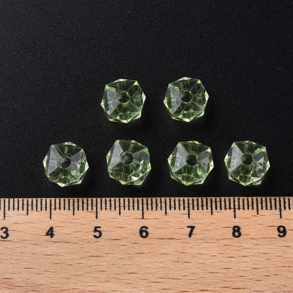 500g Transparent Acrylic Beads Faceted Square Light Green 8.5x9.5x9.5mm Hole: 2.5mm about 1070pcs/500g