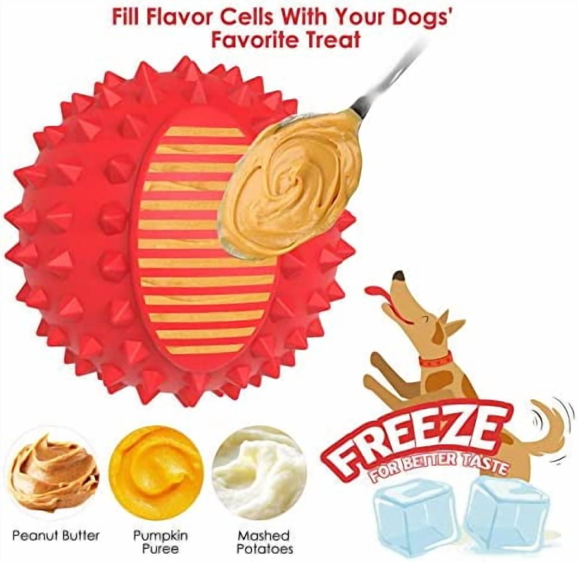 4" Squeaky Dog Balls for Aggressive Chewers, Durable Interactive Dog Chew Toys for Teething, Floatable Indestructible Rubber Spiky Ball, Tough Pet Toys for Small, Medium & Large Breeds