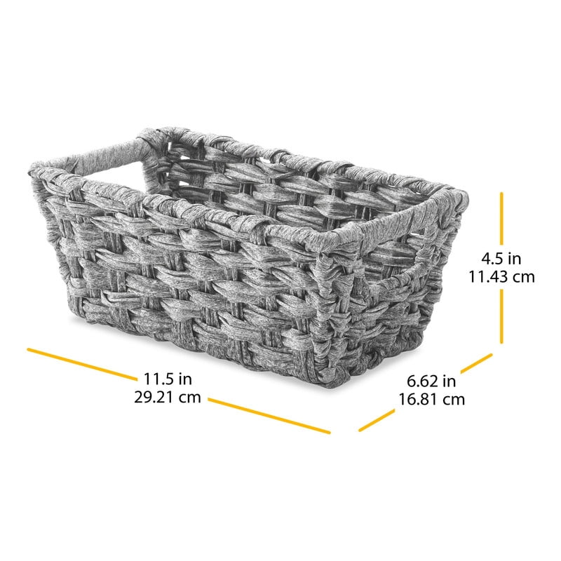 Whitmor Small Rattique Shelf Tote in Gray Wash, 6 Pack