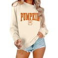 thumbnail image 2 of Sweatshirt for Women Oversized Vintage Pumpkin Spice Letter Graphic Crew Neck Long Sleeve Fall Casual Halloween Loose Pullover Tops Beige L, 2 of 4
