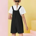 thumbnail image 6 of Odeerbi 5-14 Years Kids Girls Summer Cotton Linen Jumpsuit Cute Solid Color Camisole Romper Casual Adjustable Waist Overalls Bib Overall Shorts with Pocket, 6 of 6
