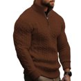 thumbnail image 3 of ASDFVBKG Quarter Zip Collared Sweaters for Men Long Sleeve Collar Lightweight Ribbed Knit Pullover Casual Mens Oversized Trendy Soft Fall Winter Solid Top Sweaters Coffee 3XL, 3 of 5