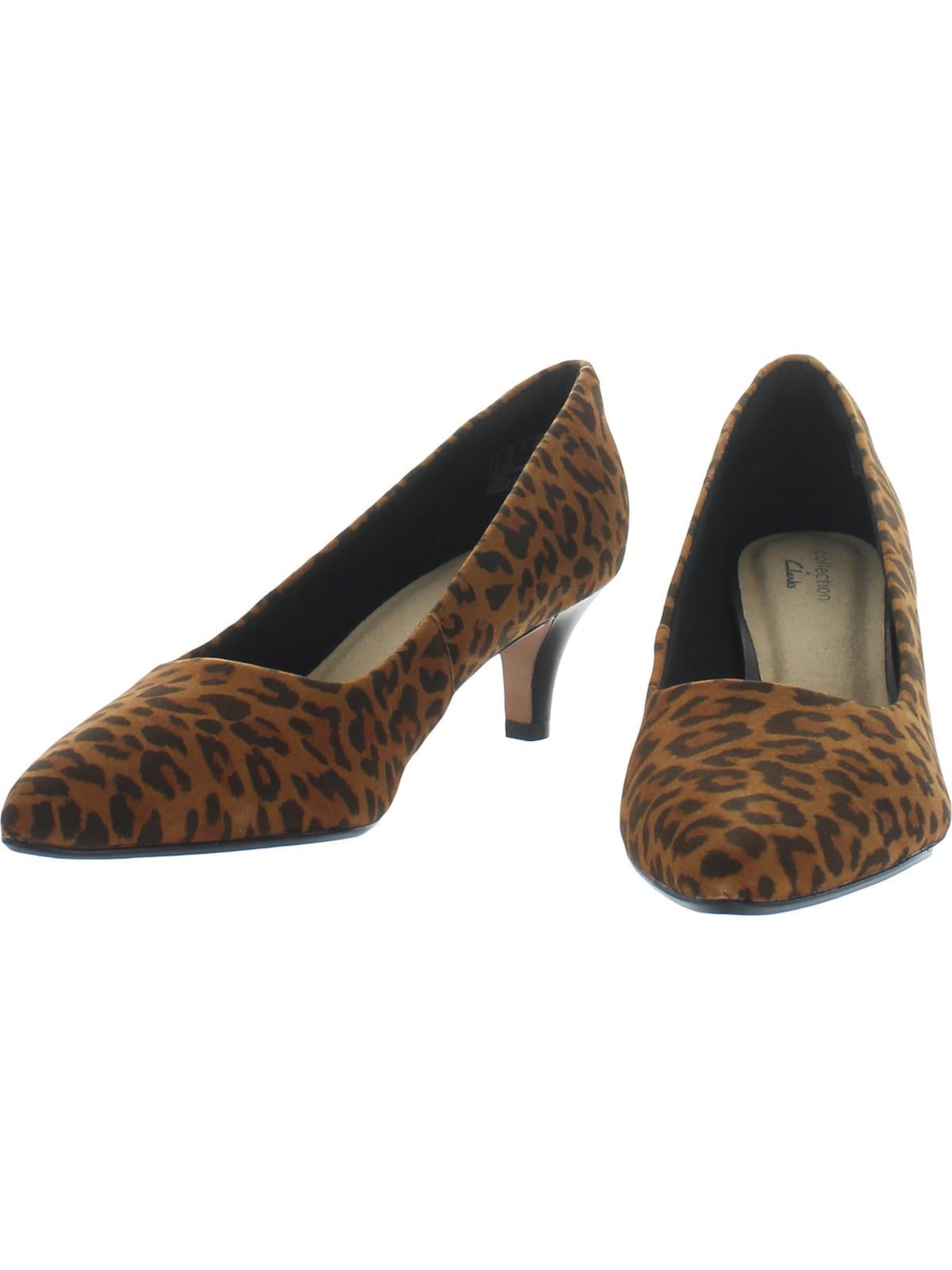 CLARKS COLLECTION Womens Beige Animal Print Cushioned Linvale Jerica Pointed Toe Kitten Heel Slip On Leather Dress Pumps Shoes 6.5 M Walmart