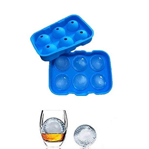 Ice Cube Trays, Silicone Sphere Whiskey Ice Ball Maker with Lids