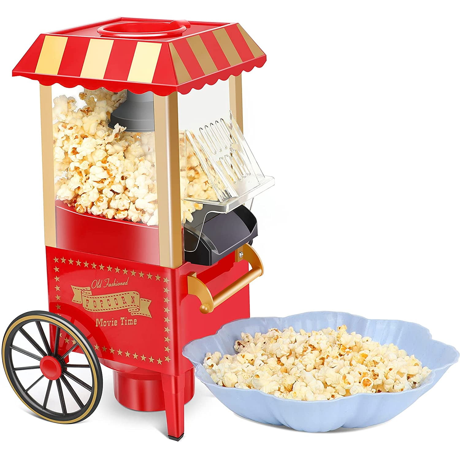 Mini Popcorn Machine Old Fashioned Popcorn Maker Movie Theater Style,1200W  Hot Air Popper Popcorn Maker,Tabletop Red Popcorn Popper,for Party Home  Theater,Free Measuring Cup 