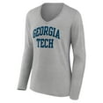 thumbnail image 2 of Women's Gray GA Tech Yellow Jackets Basic Arch Long Sleeve V-Neck T-Shirt, 2 of 3