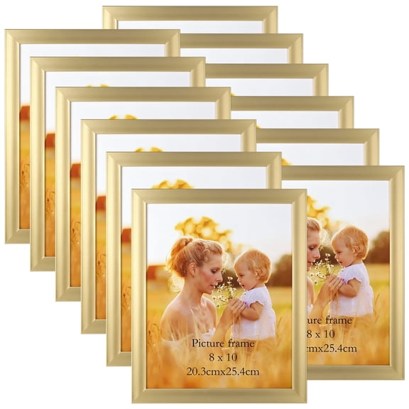 12-Pack Gold 8x10 Picture Frames for Wall or Tabletop