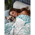 thumbnail image 3 of Teal Grey Coral Coastal Flat Sheet Only Twin Size, Soft Breathable Bed Top Sheets for Mattress, Summer Beach Seaside Nautical Luxury Bedding Flat Sheets for Home Hotel Bedroom Bed Protection, 3 of 9