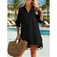 thumbnail image 3 of Anygrew 2025 Women Swimsuit Coverups Shirt Tassel Beach Bathing Suit for Swimwear Bikini Beach Dress Black, 3 of 5