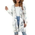 thumbnail image 6 of Hearthz Oversized Cardigans for Women Open Front Long Sleeve Kimono Cardigans Women Summer Flower Fall Long Cardigan with Pockets, 6 of 9