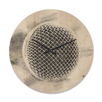 Designart 'Pencil Sketched Microphone' Modern Wood Wall Clock