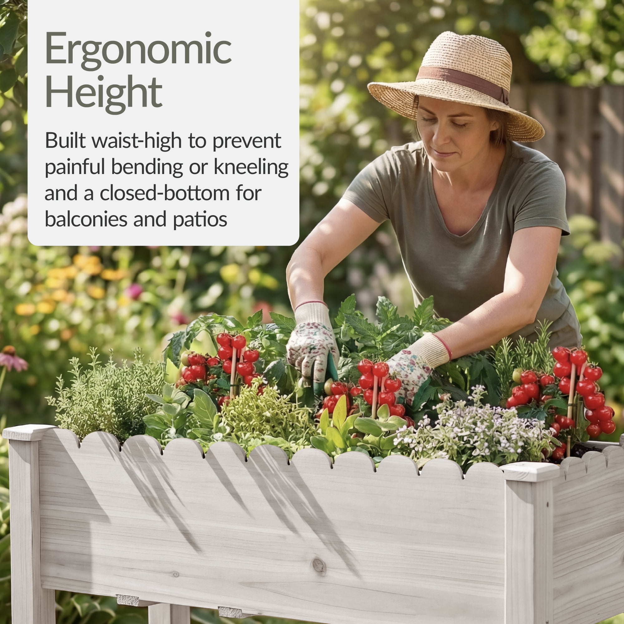 Best Choice Products 48x24x30in Raised Garden Bed, Scalloped Design, Elevated Wooden Planter for Yard - White