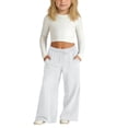 thumbnail image 2 of Mercatoo Girls' Twill Pull on Denim Pants Elastic Waist Wide Leg Jeans for Girls Stretchy Baggy 𝐏alazzo Straight Leg Chambray Pants, 2 of 9