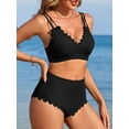 thumbnail image 5 of Bikini Sets for Women Scalloped Trim Swimsuits High Waisted Tummy Control Two Piece Bathing Suits 2025, 5 of 6