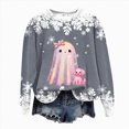 thumbnail image 3 of Towmus Halloween Sweaters for Women Novelty Xmas Roundneck Snowflake Sweatshirts Sequin Ghost Print Long Sleeve Pullover Tops, 3 of 6