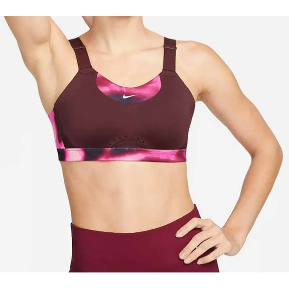 Nike Women's Alpha Icon Clash High Support Adjustable Sports Bra - Maroon/Pink - Large (A-B)