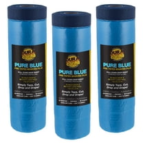 Dura-Gold 71" Wide x 65' Long Roll of Pure Blue Pre-Taped Masking Film, 3 Pack - Pre-Folded Overspray Paintable Plastic Protective Sheeting, Pull Down Drop Sheet - Auto Painting, Cover Walls Furniture
