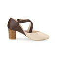 thumbnail image 3 of BLISSFUL STEP Women's Cross Strap Block Heels Mary Jane Pumps Beige 8, 3 of 6