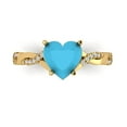 thumbnail image 2 of 2.1ct heart cut turquoise 14k yellow gold Bridal Wedding Engagement Promise Anniversary Ring for Women size 5.25, 2 of 7