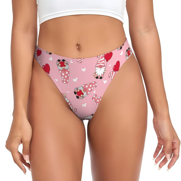 Balery Gnome With Heart Tangas de Algodón para Mujer con Estampado – Ropa Interior Sexy, Transpirable, G-string-Small