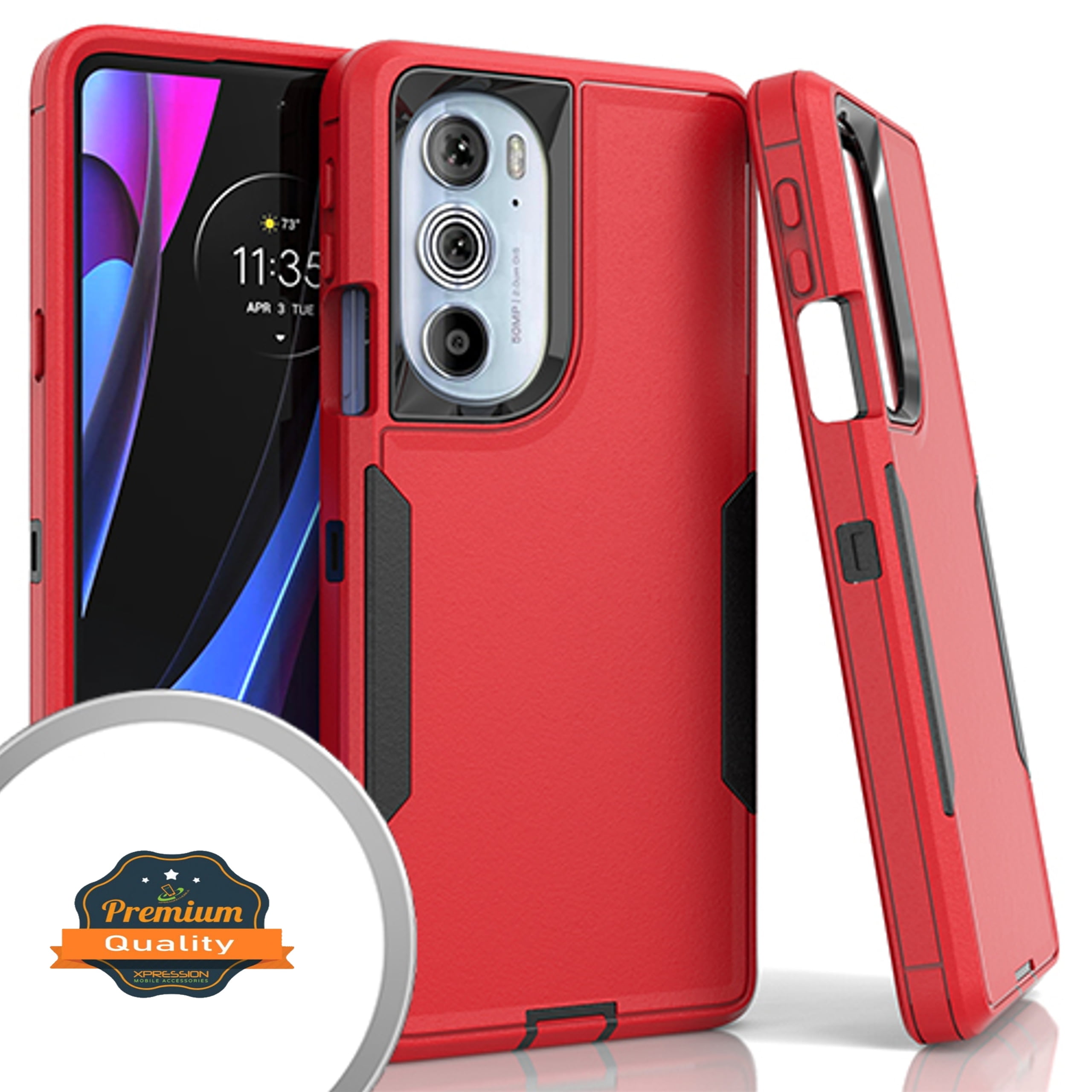 weerstand bieden Optimisme schild Xpression Cover for Motorola Moto G Stylus 5G 2022 Hybrid Slim Shockproof  Rubber TPU Hard PC Heavy Duty Hard Protective Dual Layers Phone Case - Red  Black - Walmart.com