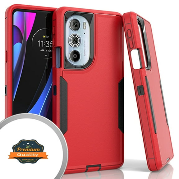 Xpression Cover for Motorola Moto G Stylus 5G 2022 Hybrid Slim Shockproof Rubber TPU Hard PC Heavy Duty Hard Protective Dual Layers Phone Case - Red Black