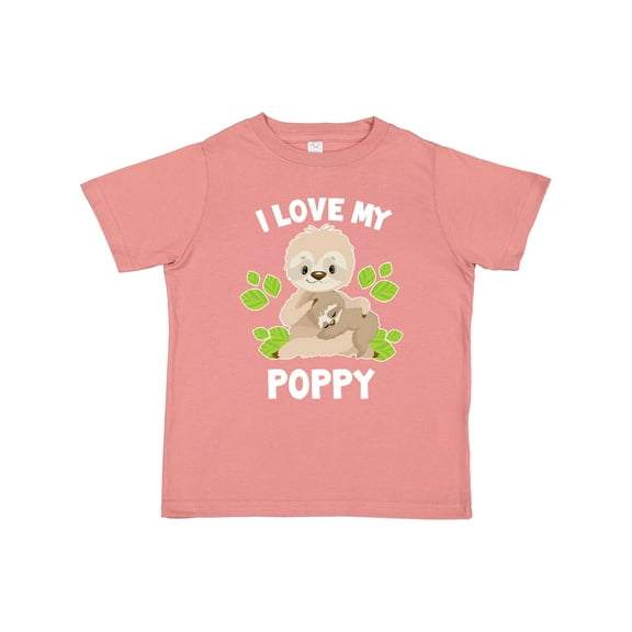 Inktastic Cute Sloth I Love My Poppy with Green Leaves Boys or Girls Toddler T-Shirt