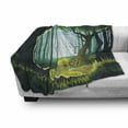 thumbnail image 3 of Woodland Soft Flannel Fleece Throw Blanket, View of a Forest Landscape Outdoor Scene, Cozy Plush for Indoor and Outdoor Use, 50" x 70", Seafoam Dark Teal, by Ambesonne, 3 of 6