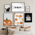 thumbnail image 2 of Pintura en lienzo de gato negro para decoración de sala de estar, carteles de Halloween, calabaza, minimalista, Otoño, moderno, escalofriante, 2 of 4