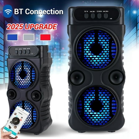 Portable Bluetooth Speaker with Colorful Lights, 2500W Peak, Dual Subwoofer Heavy Bass, FM Radio, MP3 Player, BT/TWS/USB/AUX/TF/Mic Input for Home Party, Holiday, Christmas Gift