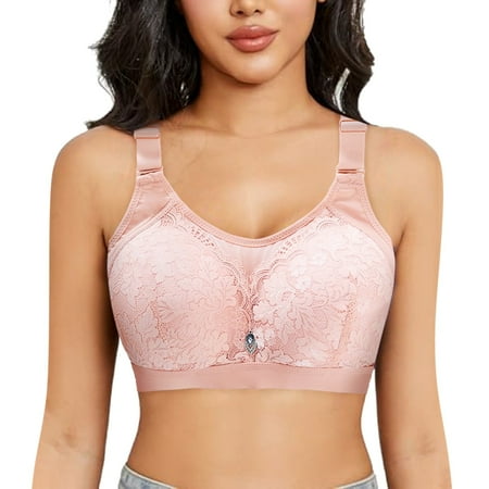 BYHONG Women s Wireless Bra with Seamless Smooth Comfort Wirefree T Shirt Bra Bars for Women Pink 44