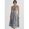 thumbnail image 2 of Bustier Robe d'Été Imprimée Florale Sans Manches Froncée Cuisse Fendue Boho Midi (Livraison Gratuite), 2 of 5