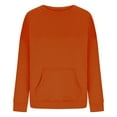 thumbnail image 4 of ATOYSOY Women's Solid Color Pullover Workout Retro Loose Sweaters Long Sleeve Tops Fall Winter Fashion Casual Sweatshirts Crew Neck Blouses Outwear Orange M, 4 of 5