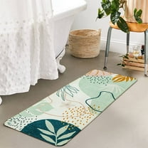 Bathroom Runner Rug Modern Abstract Long Bath Mat Non-Slip Cute Green Plant Bath Rug Soft Velvet Machine Washable Floor Mats for Bathroom Tub Shower,18''''x47''''
