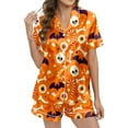 thumbnail image 1 of Pyjama d'Halloween pour Femmes, Ensemble 2 Pcs, Pyjamas des Fêtes, Chandails à Manches Longues et Pantalons, Graphique de Fantômes, Saison Effrayante, Tenue de Nuit, 1 of 5