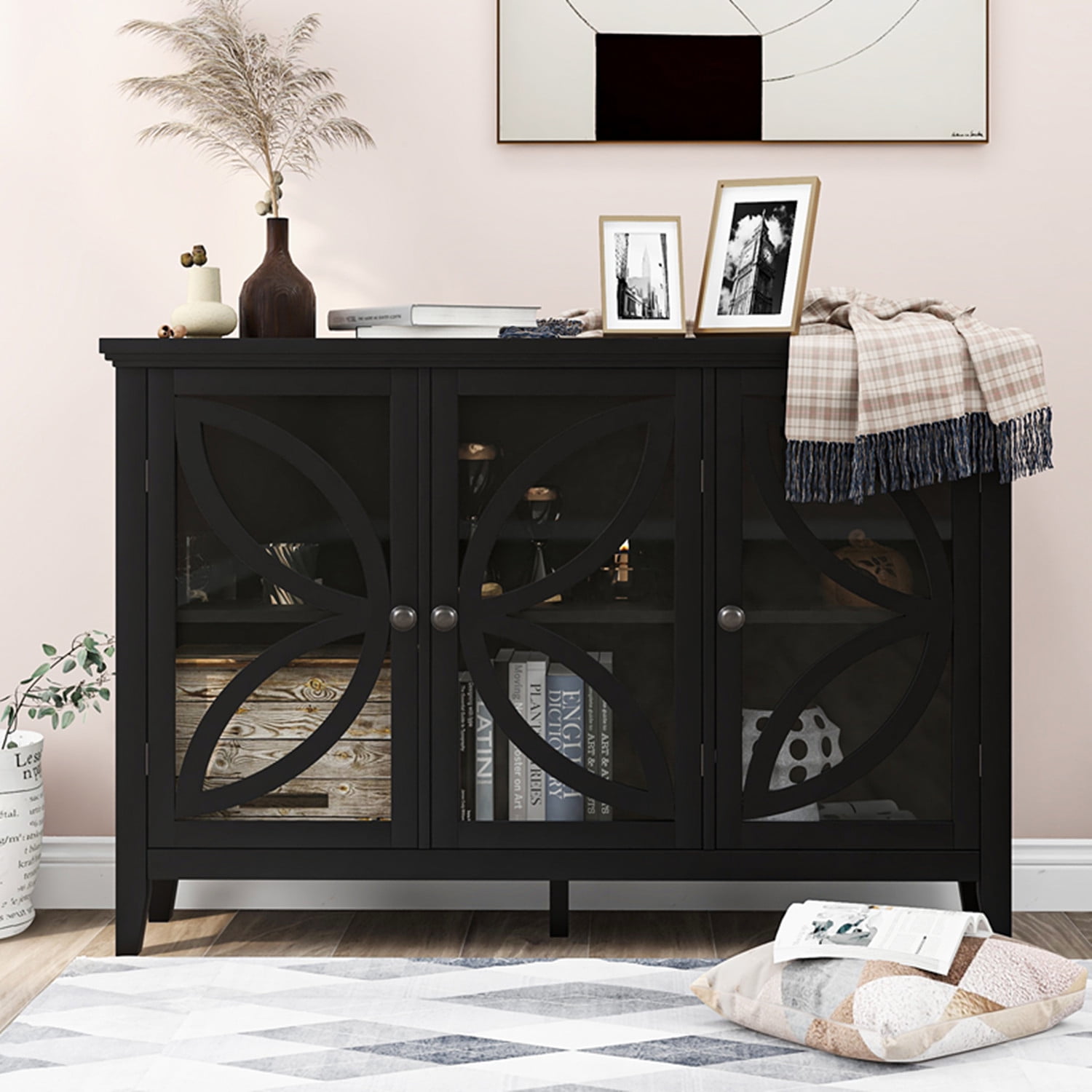 Black Mirrored Accent Storage Cabinet, Modern Wooden Nigeria Ubuy