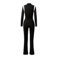 thumbnail image 6 of QSAWXQZ Women's Slim Thermal Ski Jumpsuit Color Block Stripe Zip Front Long Sleeve Mock Neck Catsuit for Winter Athletic Workout Base Layer One Piece Suit 2XL, 6 of 9