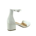 thumbnail image 2 of Women's Weekend Low Chunky Block Heel Open Toe Ankle Strap Dress Sandal Shoes White 5.5, 2 of 2