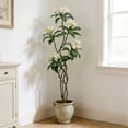 thumbnail image 3 of IARTTOP 5.7ft Artificial Plumeria Plant Fake Yellow Flower Green Leaves Evergreen Tree With Pot For Home Office Indoor Outdoor Party Decor, 3 of 13