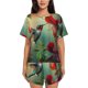 thumbnail image 1 of Fotbe Hummingbird Floral Paradise Conjunto de Pijama Estampado para Mujer, 2 Piezas, Ropa de Dormir con Camiseta de Manga Corta y Shorts Suaves-XX-Large, 1 of 6