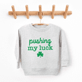 thumbnail image 2 of Bump and Beyond Designs Pushing My Luck, Toddler St. Patrick's Day Sweatshirt (Natural 4T), 2 of 5