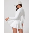 thumbnail image 3 of AEXTO Womens Tennis Dress Polo Collar Long Sleeve A-line Mini Exercise Athletic Dresses with Pockets Shorts, 3 of 5