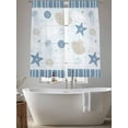 thumbnail image 5 of Ocean Striped Sheer Curtains 72 Inch Long 2 Panels, Light Blue Starfish Shell Jellyfish Coral Light Filtering Rod Pocket Curtains, Sheer Voile Drapes for Living Room Bedroom, 52"x72", 5 of 8