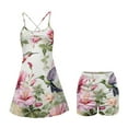 thumbnail image 5 of Yuyamidu Hummingbird Tennis Dresses Built-in Shorts with Pockets Pink Flowers Golf Athletic Dresses 2 Pices Women Sleeveless Crossover Sport Dress Size XS, 5 of 7